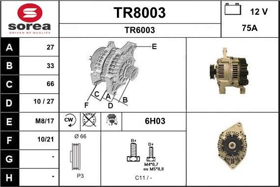 SNRA TR8003 - Генератор autospares.lv