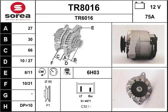 SNRA TR8016 - Генератор autospares.lv