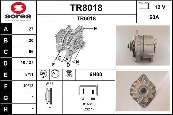 SNRA TR8018 - Генератор autospares.lv