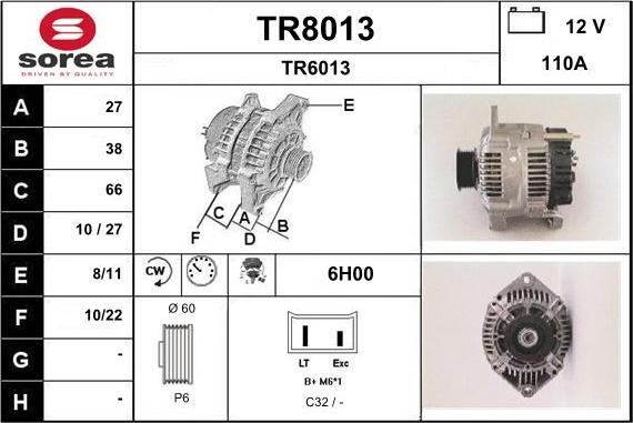 SNRA TR8013 - Генератор autospares.lv