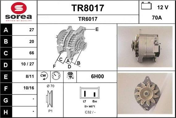 SNRA TR8017 - Генератор autospares.lv