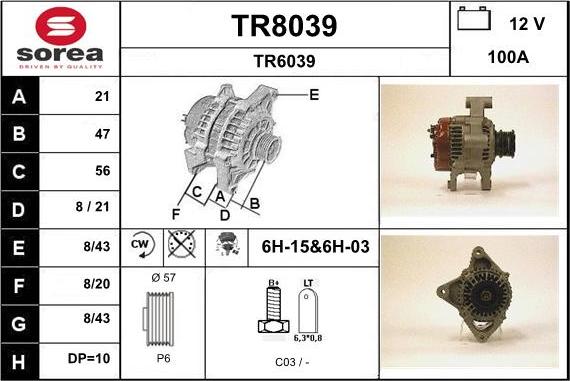 SNRA TR8039 - Генератор autospares.lv