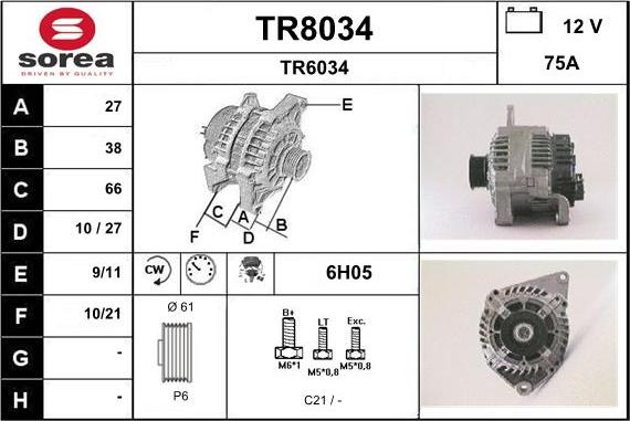 SNRA TR8034 - Генератор autospares.lv