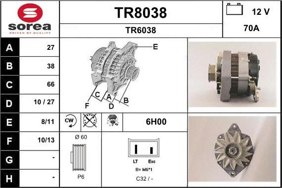 SNRA TR8038 - Генератор autospares.lv