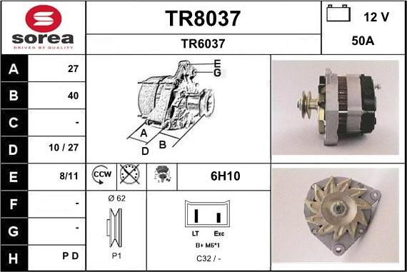 SNRA TR8037 - Генератор autospares.lv