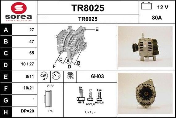 SNRA TR8025 - Генератор autospares.lv