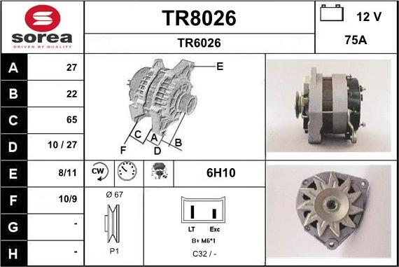 SNRA TR8026 - Генератор autospares.lv