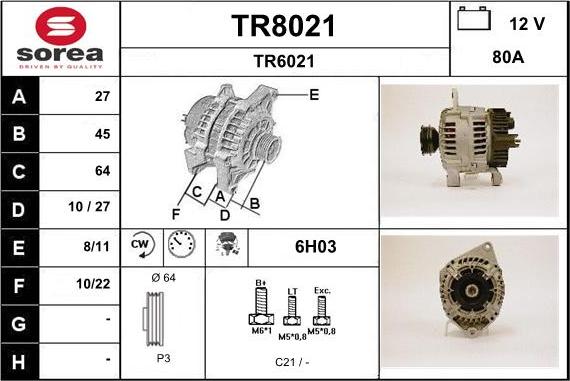 SNRA TR8021 - Генератор autospares.lv