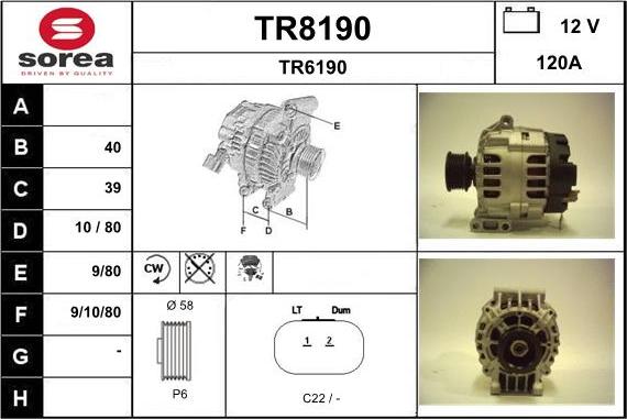 SNRA TR8190 - Генератор autospares.lv