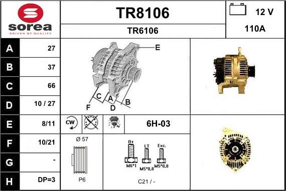 SNRA TR8106 - Генератор autospares.lv