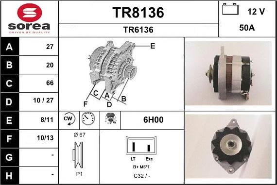 SNRA TR8136 - Генератор autospares.lv