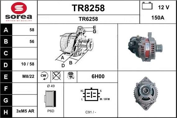 SNRA TR8258 - Генератор autospares.lv