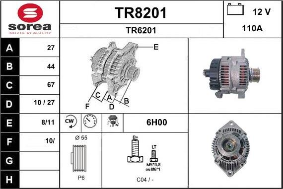 SNRA TR8201 - Генератор autospares.lv
