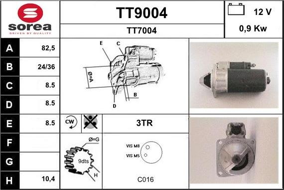 SNRA TT9004 - Стартер autospares.lv