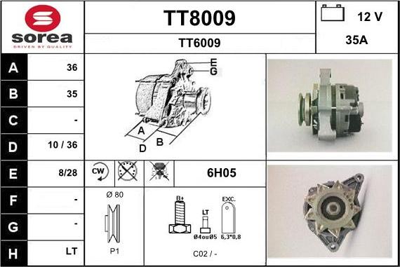 SNRA TT8009 - Генератор autospares.lv