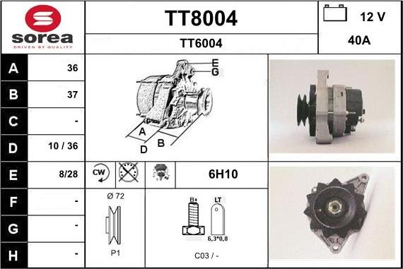 SNRA TT8004 - Генератор autospares.lv