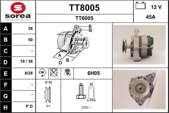 SNRA TT8005 - Генератор autospares.lv