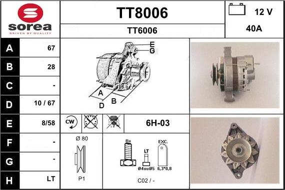 SNRA TT8006 - Генератор autospares.lv