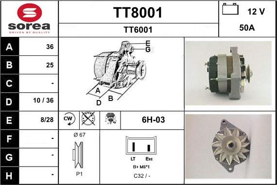 SNRA TT8001 - Генератор autospares.lv