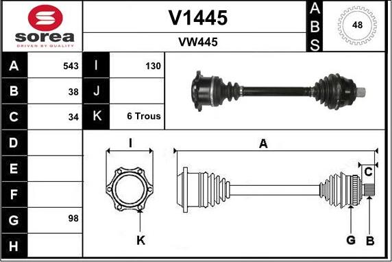 SNRA V1445 - Приводной вал autospares.lv