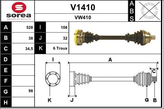 SNRA V1410 - Приводной вал autospares.lv