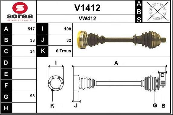 SNRA V1412 - Приводной вал autospares.lv