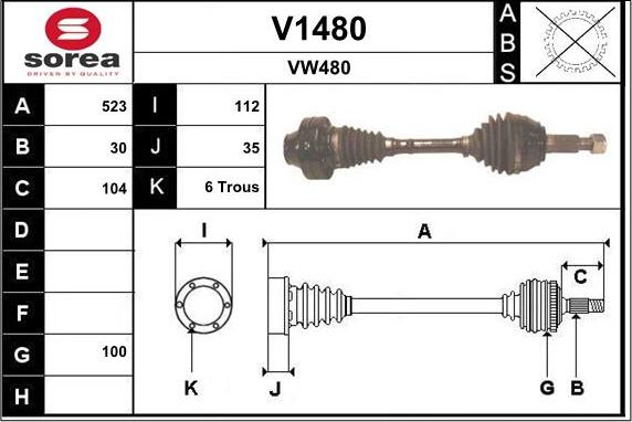 SNRA V1480 - Приводной вал autospares.lv