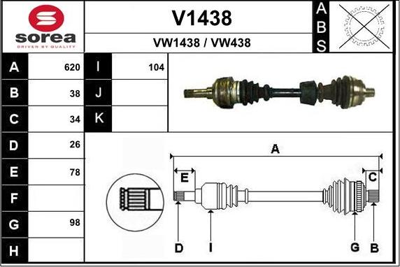 SNRA V1438 - Приводной вал autospares.lv