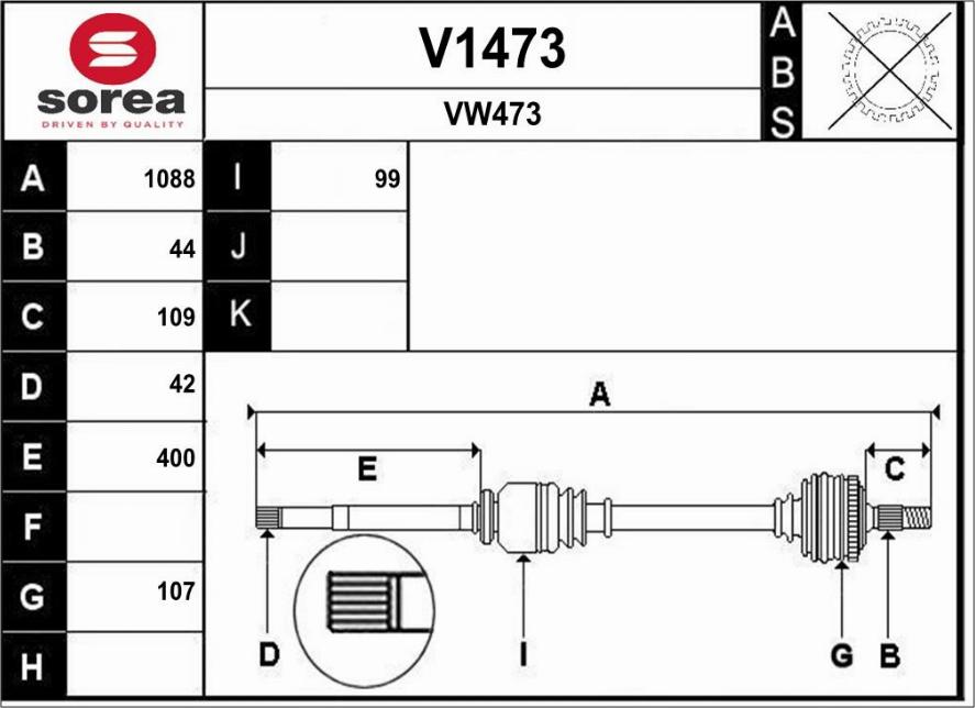 SNRA V1473 - Приводной вал autospares.lv