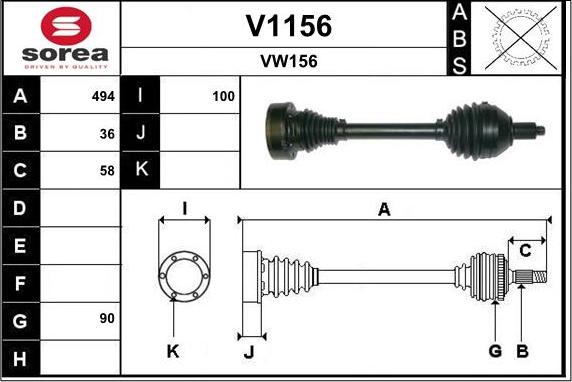 SNRA V1156 - Приводной вал autospares.lv