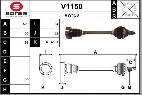 SNRA V1150 - Приводной вал autospares.lv