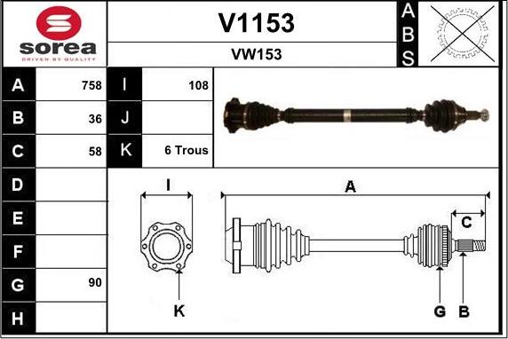 SNRA V1153 - Приводной вал autospares.lv