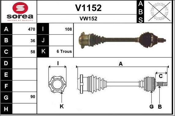 SNRA V1152 - Приводной вал autospares.lv