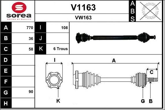 SNRA V1163 - Приводной вал autospares.lv