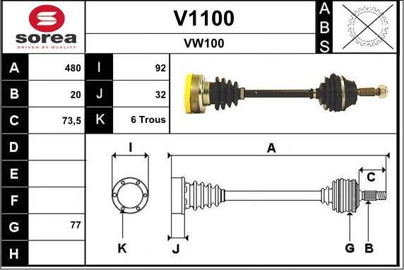 SNRA V1100 - Приводной вал autospares.lv