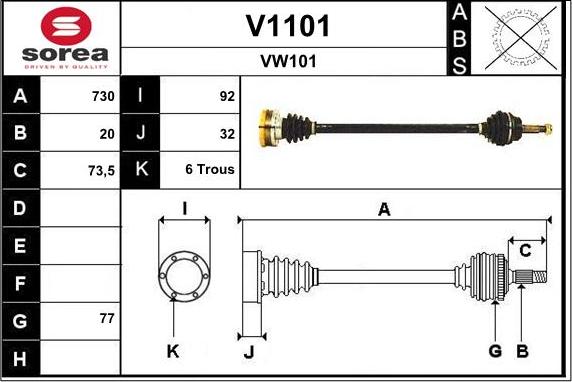 SNRA V1101 - Приводной вал autospares.lv