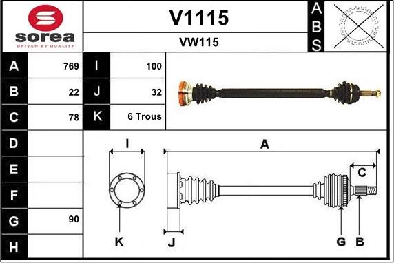 SNRA V1115 - Приводной вал autospares.lv