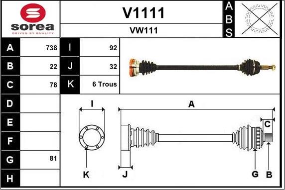 SNRA V1111 - Приводной вал autospares.lv