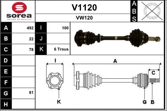 SNRA V1120 - Приводной вал autospares.lv