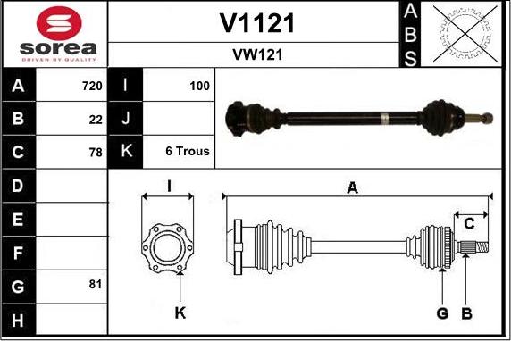 SNRA V1121 - Приводной вал autospares.lv