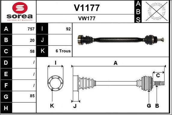 SNRA V1177 - Приводной вал autospares.lv