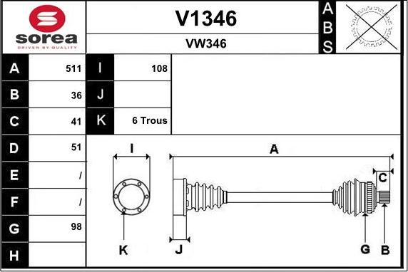 SNRA V1346 - Приводной вал autospares.lv