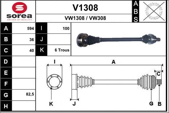 SNRA V1308 - Приводной вал autospares.lv