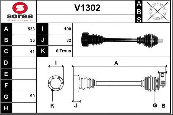 SNRA V1302 - Приводной вал autospares.lv