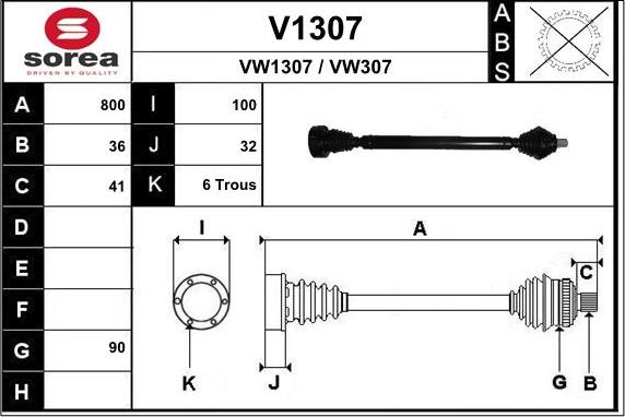 SNRA V1307 - Приводной вал autospares.lv