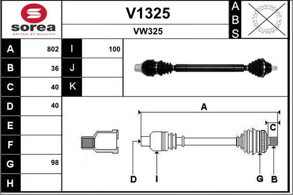 SNRA V1325 - Приводной вал autospares.lv