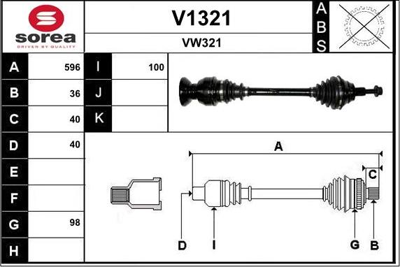 SNRA V1321 - Приводной вал autospares.lv