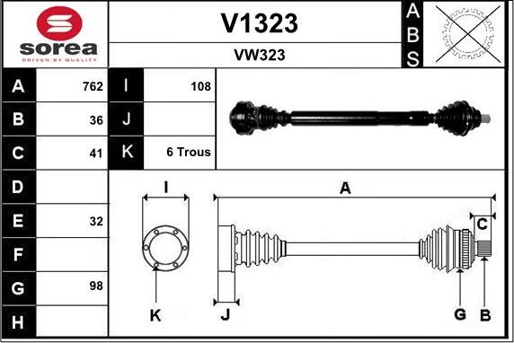 SNRA V1323 - Приводной вал autospares.lv