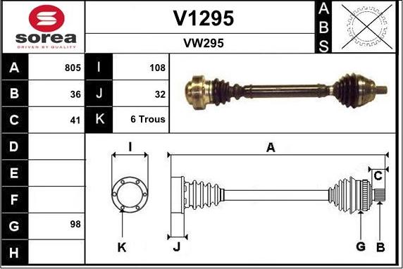 SNRA V1295 - Приводной вал autospares.lv