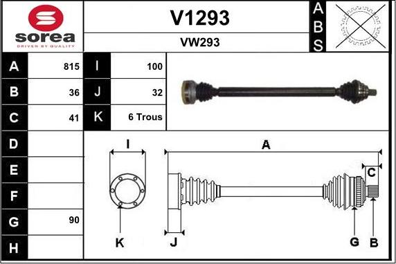 SNRA V1293 - Приводной вал autospares.lv